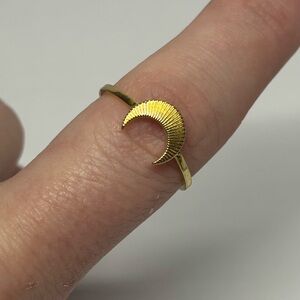 Adjustable Gold Crescent Moon Ring